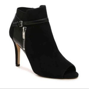 MARC FISHER Savor Black Open Toe Bootie Heels